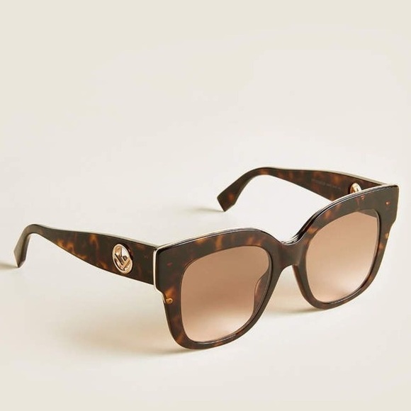 Fendi Accessories - NEW FENDI FF 0359/S 086M2 0359 Tortoiseshell Square Brown Havana Gradient 51mm